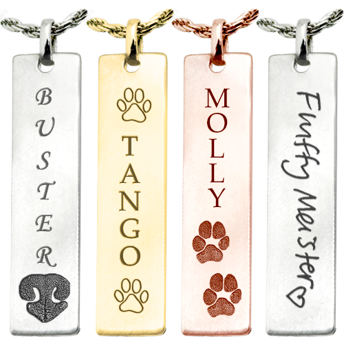 Pet Personalized Bar Pendant Vertical - Flat